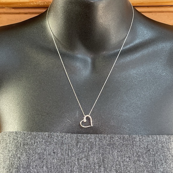 Solid Stamped 14K 585 White Gold Natural Diamond Pendant Necklace - Picture 8 of 12